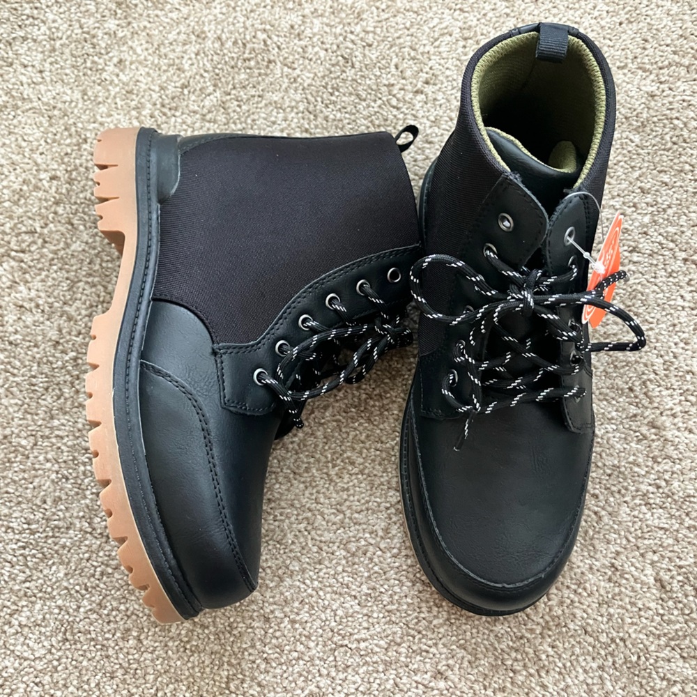 Boys Black Lace Up Ankle Dress‎ Boots Wonder Nation Size 3 NWOB Special Event